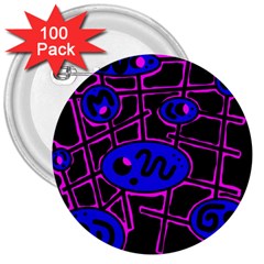 Blue And Magenta Abstraction 3  Buttons (100 Pack)  by Valentinaart