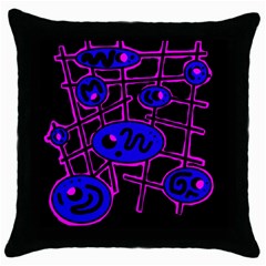 Blue And Magenta Abstraction Throw Pillow Case (black)