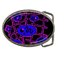 Blue And Magenta Abstraction Belt Buckles