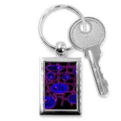 Blue And Magenta Abstraction Key Chains (rectangle)  by Valentinaart