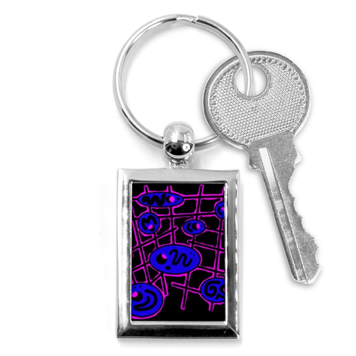 Blue and magenta abstraction Key Chains (Rectangle) 