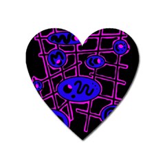 Blue And Magenta Abstraction Heart Magnet