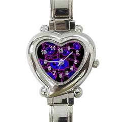 Blue And Magenta Abstraction Heart Italian Charm Watch by Valentinaart