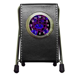 Blue And Magenta Abstraction Pen Holder Desk Clocks