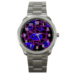 Blue And Magenta Abstraction Sport Metal Watch