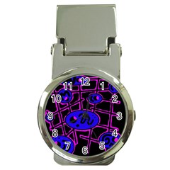 Blue And Magenta Abstraction Money Clip Watches