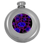 Blue and magenta abstraction Round Hip Flask (5 oz) Front