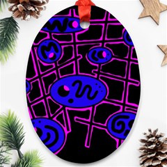 Blue And Magenta Abstraction Oval Ornament (two Sides) by Valentinaart