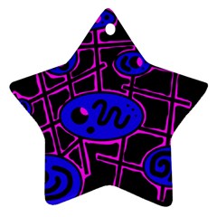 Blue And Magenta Abstraction Star Ornament (two Sides) 