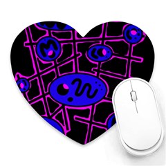 Blue And Magenta Abstraction Heart Mousepads