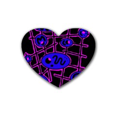 Blue And Magenta Abstraction Rubber Coaster (heart) 