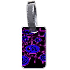 Blue And Magenta Abstraction Luggage Tags (one Side)  by Valentinaart