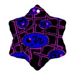 Blue And Magenta Abstraction Snowflake Ornament (2-side)