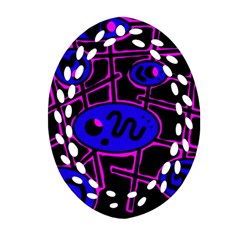 Blue And Magenta Abstraction Ornament (oval Filigree) 