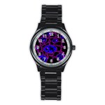 Blue and magenta abstraction Stainless Steel Round Watch Front