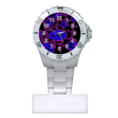 Blue And Magenta Abstraction Plastic Nurses Watch