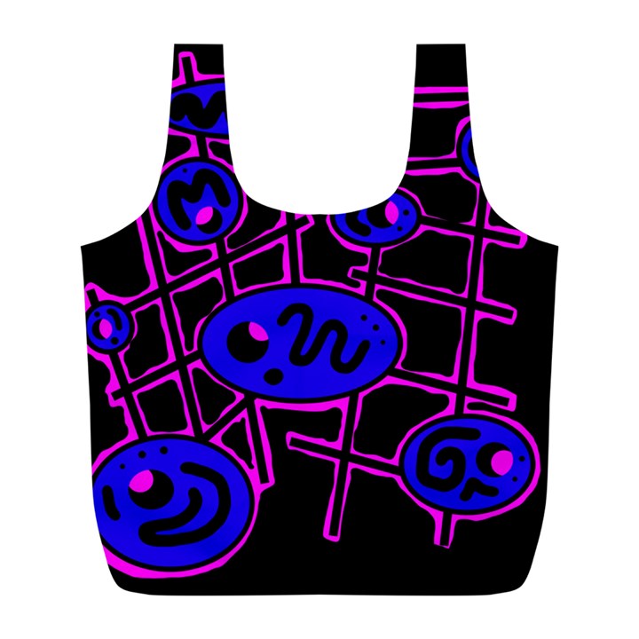 Blue and magenta abstraction Full Print Recycle Bags (L) 