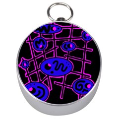 Blue And Magenta Abstraction Silver Compasses