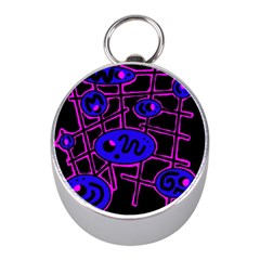 Blue And Magenta Abstraction Mini Silver Compasses