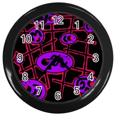 Purple and red abstraction Wall Clocks (Black)