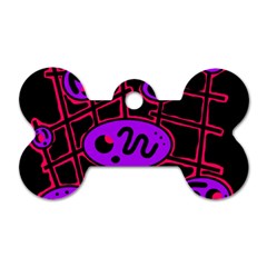 Purple and red abstraction Dog Tag Bone (One Side)