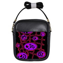 Purple and red abstraction Girls Sling Bags