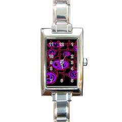 Purple And Red Abstraction Rectangle Italian Charm Watch by Valentinaart