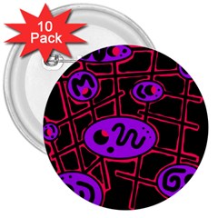 Purple And Red Abstraction 3  Buttons (10 Pack)  by Valentinaart