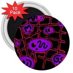 Purple And Red Abstraction 3  Magnets (10 Pack) 