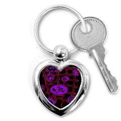 Purple And Red Abstraction Key Chains (heart) 