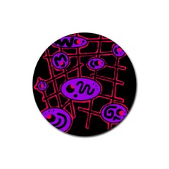 Purple And Red Abstraction Rubber Coaster (round) 