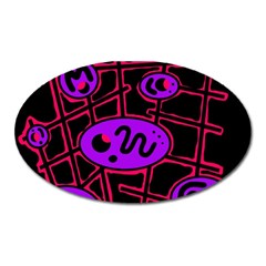 Purple And Red Abstraction Oval Magnet