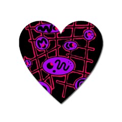 Purple And Red Abstraction Heart Magnet