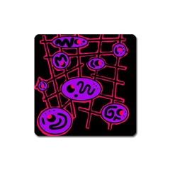 Purple And Red Abstraction Square Magnet