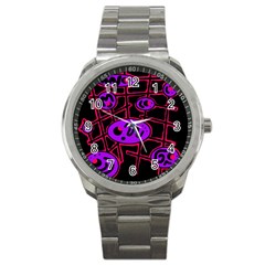 Purple And Red Abstraction Sport Metal Watch