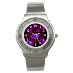 Purple And Red Abstraction Stainless Steel Watch