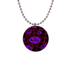 Purple And Red Abstraction Button Necklaces