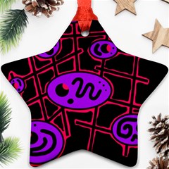 Purple And Red Abstraction Star Ornament (two Sides) 