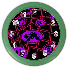 Purple And Red Abstraction Color Wall Clocks