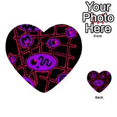 Purple And Red Abstraction Multi-purpose Cards (heart) 