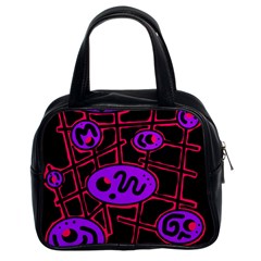 Purple And Red Abstraction Classic Handbags (2 Sides)