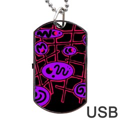 Purple And Red Abstraction Dog Tag Usb Flash (one Side) by Valentinaart