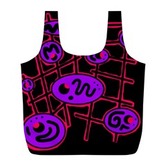 Purple And Red Abstraction Full Print Recycle Bags (l)  by Valentinaart