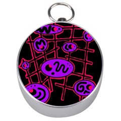 Purple And Red Abstraction Silver Compasses