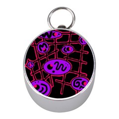 Purple And Red Abstraction Mini Silver Compasses