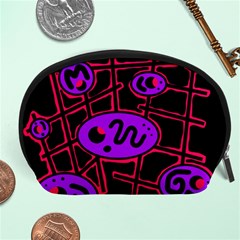 Purple And Red Abstraction Accessory Pouches (large)  by Valentinaart