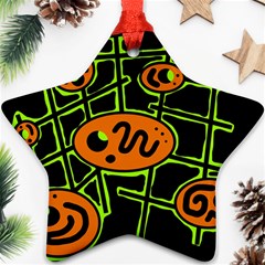 Orange And Green Abstraction Ornament (star) 