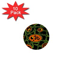 Orange And Green Abstraction 1  Mini Buttons (10 Pack) 