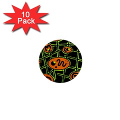 Orange And Green Abstraction 1  Mini Magnet (10 Pack)  by Valentinaart