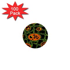 Orange And Green Abstraction 1  Mini Magnets (100 Pack) 